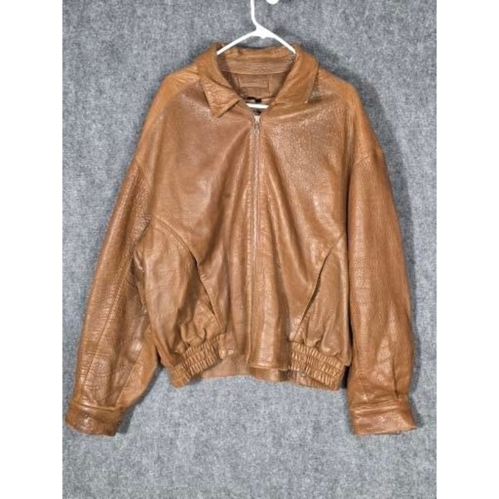 Vintage Cypress Grove Mens Brown Leather Bomber Jacket Full Zip XL Designer Work